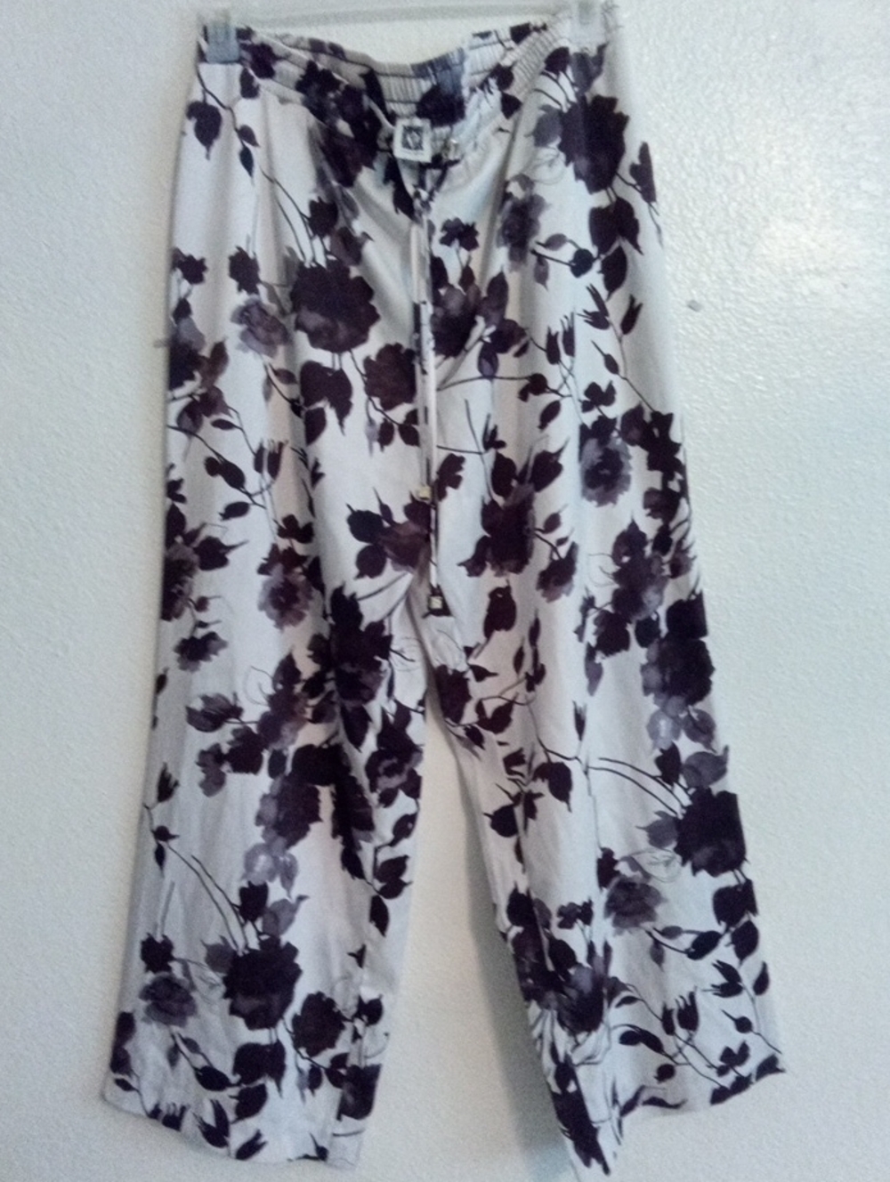 Anne Klein Cream Pants with Brown Floral Print